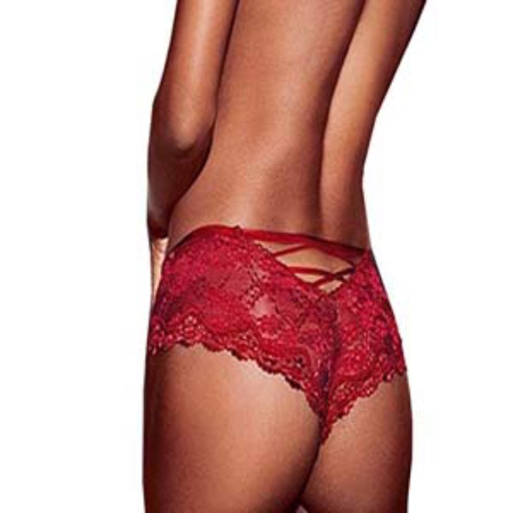 Very Sexy Maroon Strappy Floral Lace Cheeky Panty